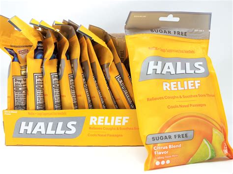 Halls Sugar Free Citrus Blend Menthol Cough Drops - Value Pack 12 bags ...