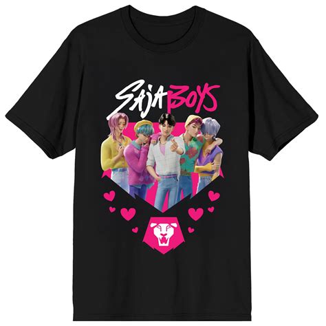 KPop Demon Hunters Saja Boys Heart on Black Short Sleeve Adult T Shirt ...