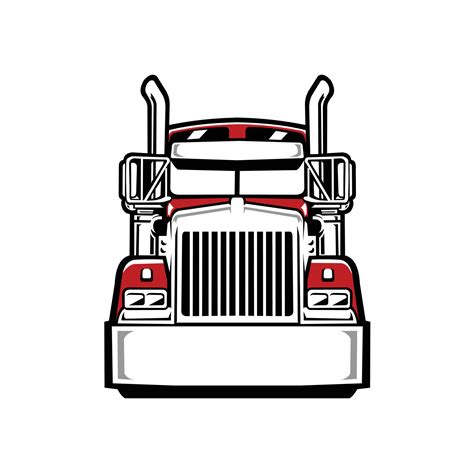 Premium Semi truck 18 wheeler freight big rig front view vector ...