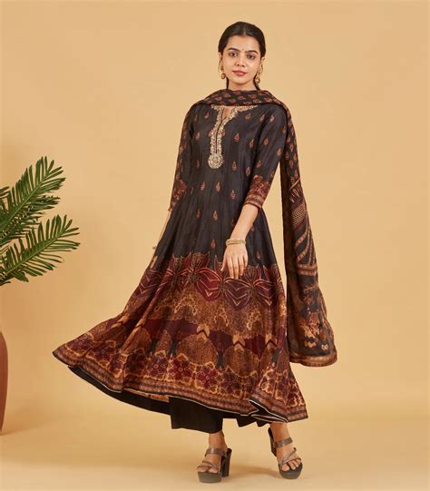 Festive Black Anarkali Set With Matching Dupatta – RmKV Silks Private Ltd