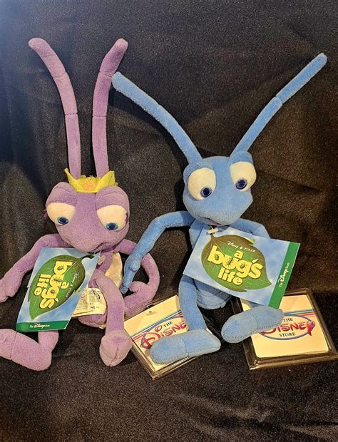 VTG Rare 90s Disney Store A Bugs Life Atta And Flik 8" Plush With Tags ...