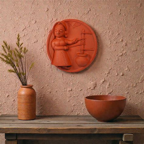 Buy Molela Wall Plate - Woman churning milk 8" Online in India ...