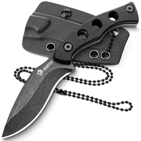 NedFoss Squirrel Small EDC Fixed Blade Knife, 2.7" Neck Knife w/ G10 H ...