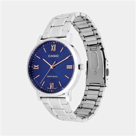 Casio Enticer Men Quartz Blue Dial Analog Stainless Steel Watch A2154 ...