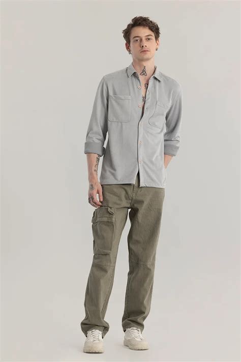 Buy Men's Suedineer Grey Plain Shirt Online | Snitch – SNITCH