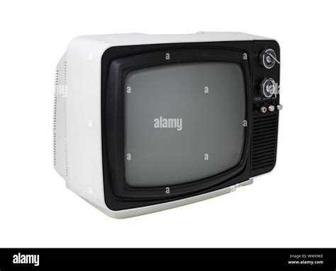 Old 12" portable black & white television isolated on white Stock Photo ...