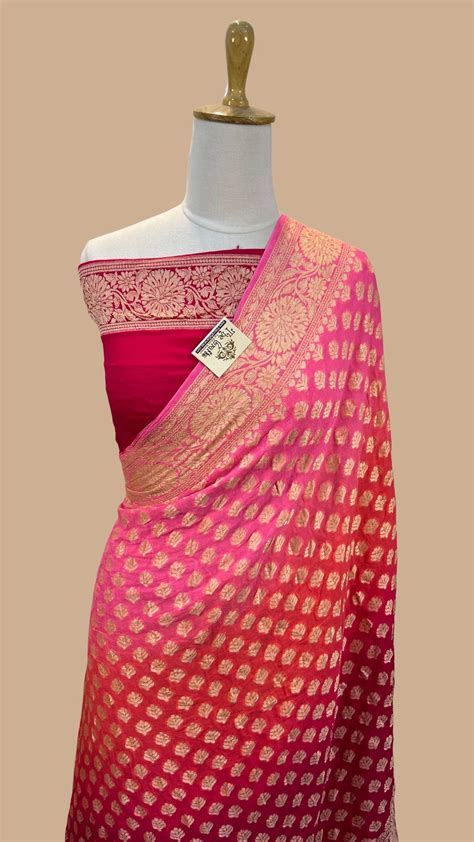 Pure Khaddi Chiffon Banarasi Saree – The Crafts Banaras