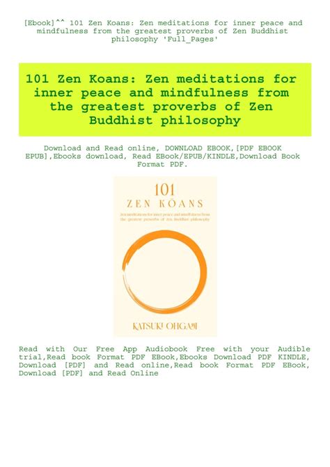 [Ebook]^^ 101 Zen Koans Zen meditations for inner peace and mindfulness from the greatest ...