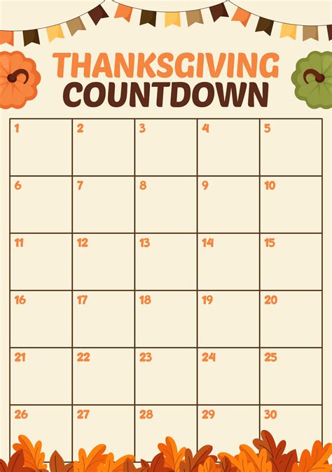 Thanksgiving Kalender Clipart