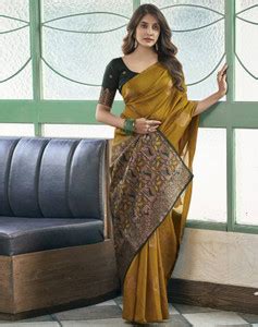 Buy Ghan Sals Woven Bollywood Jacquard Yellow Sarees Online @ Best ...