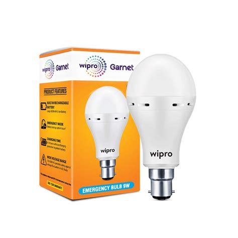 wipro Garnet 9w LED Emergency Bulb | Cool Day White (6500K) | B22 LED ...