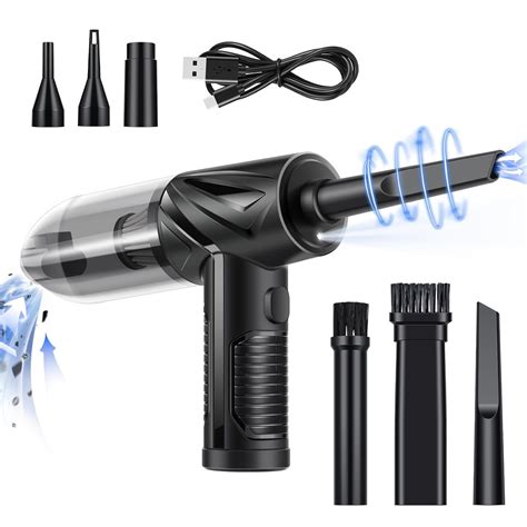 Compressed Air Duster & Handheld Vacuum Cordless, 3in1 Keyboard Cleaner ...