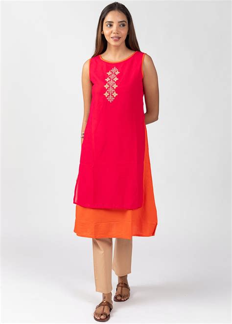 Get Printed Patch Detail Sleeveless Double Layered Kurta at ₹ 799 | LBB ...