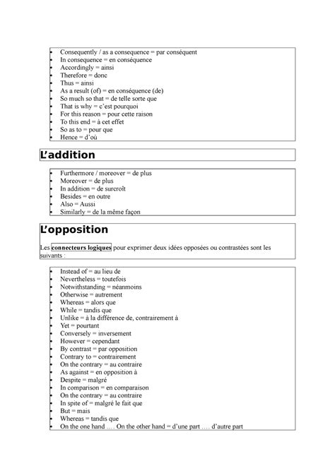 Consequently - vocabulaire - Consequently / as a consequence = par ...