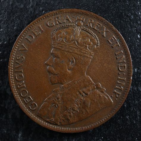 1 cent 1919 Canada one large penny copper King George V c ¢ AU-50 ...