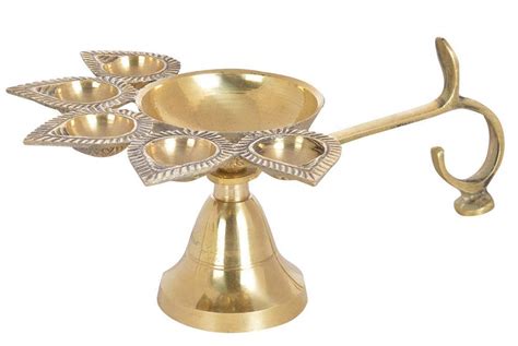 Buy Glan Pure Brass Panch Deepak Aarti for Pooja Mandir Stand for Home ...