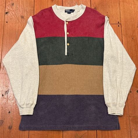 90's ”POLO by Ralph Lauren” Henry Neck Long Sleeve Tee | Pigsty Harajuku
