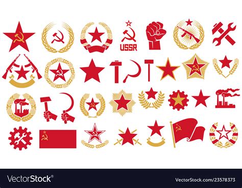 Communism and socialism icons set Royalty Free Vector Image