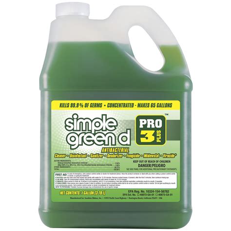 Simple Green, d Pro 3 Plus Antibacterial Concentrate 1 Gallon, Ounces ...
