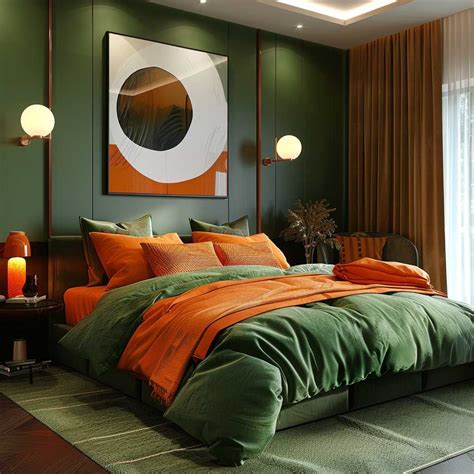 17+ Bold Green and Orange Bedroom Interior Color Combination Ideas ...