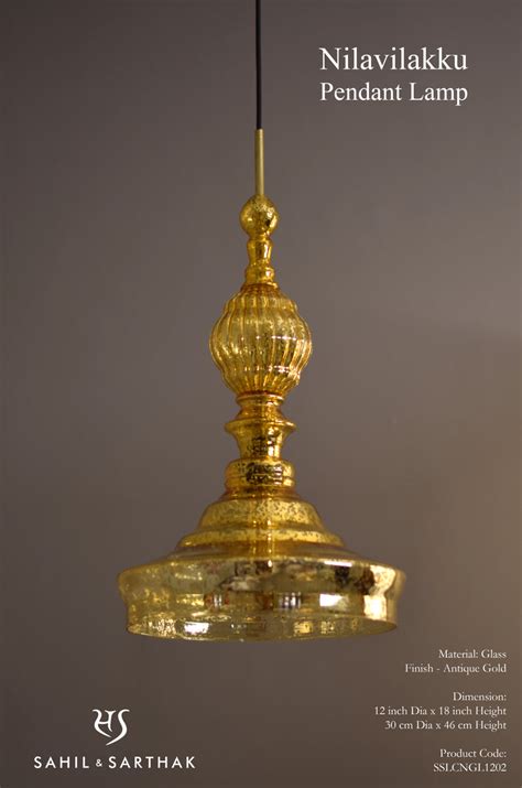 NILAVILAKKU PENDANT LAMP "Gold Antique Glass" – Sahil & Sarthak