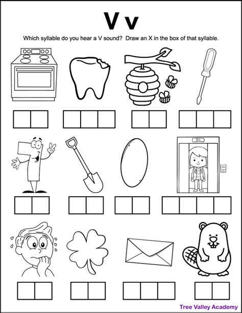 Letter V Sound Worksheets - Tree Valley Academy