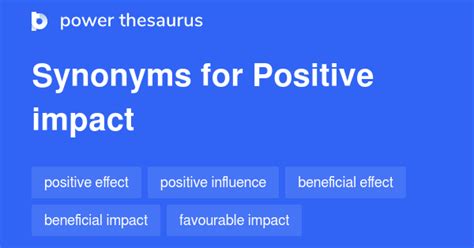 POSITIVE IMPACT Synonyms: 539 Similar Words & Phrases