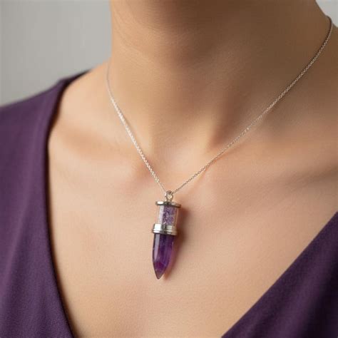 Buy Amethyst Crystal Pencil Pendant Necklace | Purple Point Charm With ...