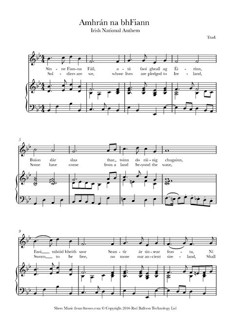 Amhrán na bhFiann (A Soldier's Song) (Irish National Anthem) Sheet ...