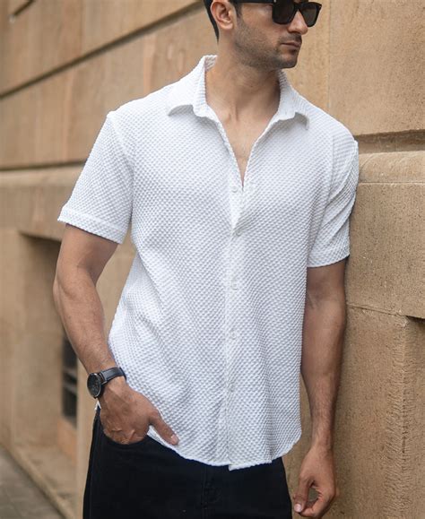 White Structured Half Sleeves Shirt – Powerlook