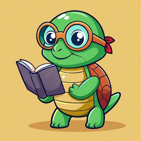 Premium Vector | Studious Turtle with Glasses Cartoon Vector Graphic