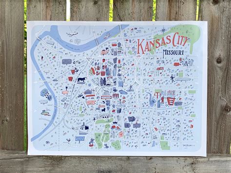 Illustrated Map of Kansas City Downtown - Etsy UK - map of downtown kansas city mo