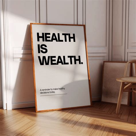 Health is Wealth Motivation Poster Digital Printable Minimalist Print ...