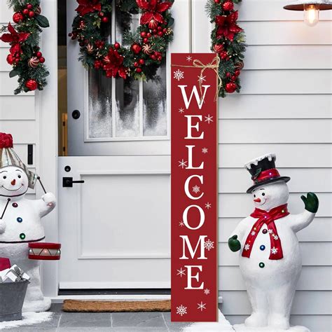 Amazon.com : Menkxi Winter Snowman Welcome Sign for Front Porch Rustic ...