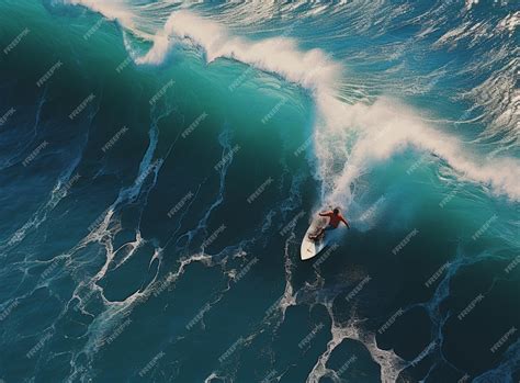 Premium AI Image | Surfer on the crest of a wave Layers of turquoise ...