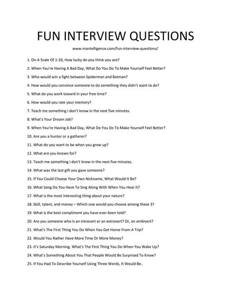 132 Best Fun Interview Questions - Tips and what you need to know.