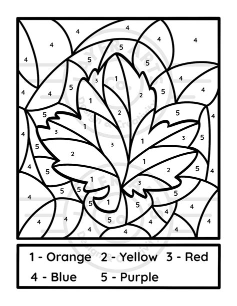 Autumn/fall Leaf Color by Number Coloring Page Maple Thanksgiving ...