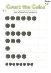 Printable Worksheet: Count the Coins - Maths for LKG PDF Download