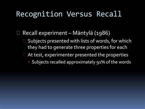 PPT - Human Memory Chapter 9: Recognition PowerPoint Presentation, free ...