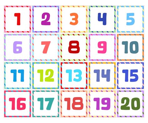 Free Printable Numbers 1-20 Flashcards