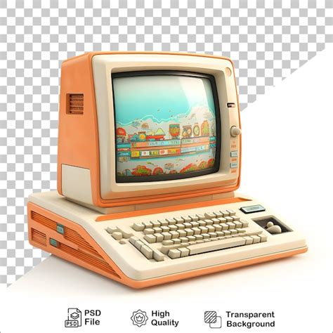 Premium PSD | 3d retro computer on transparent background