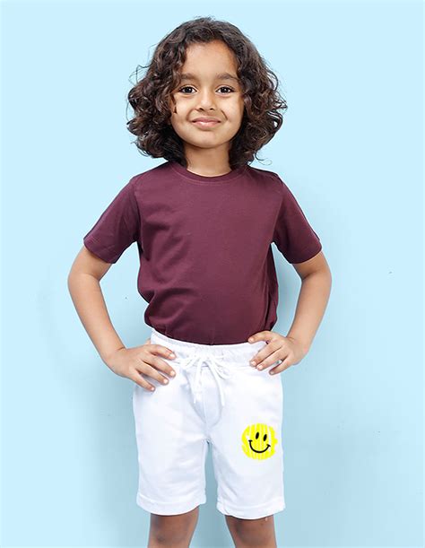 Nusyl Smile Printed White Boys Shorts