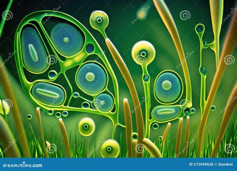 Grass Cells Under the Microscope. Generative AI Stock Illustration ...