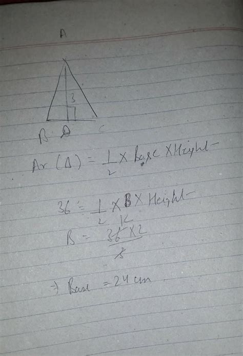 10. Find BC, if area of the triangle ABC is 36 cm² and the height AD is ...