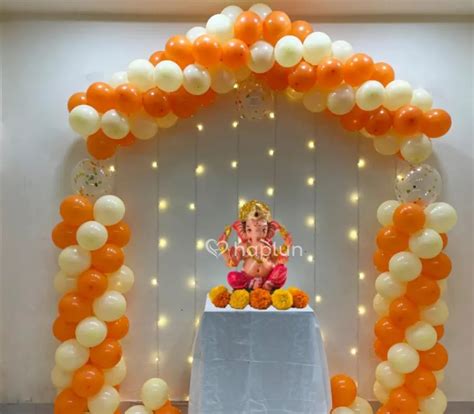 Ganpati Decoration With Balloon Garland At Home Near Me