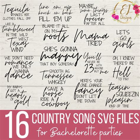 Country Song Lyric SVG for Shirts | Bridal Party Shirt SVG Bundle ...