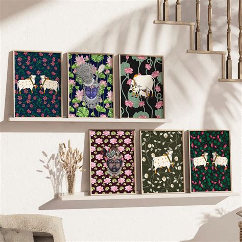 Traditional Indian Inspired Pichawai Art Paintings with Frame for Livi ...