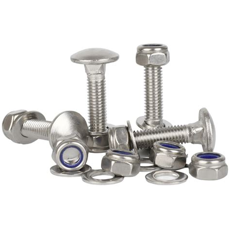 M10 Carriage Bolts Coach Bolt + Nyloc Lock Nuts & Washers Kit A2 ...