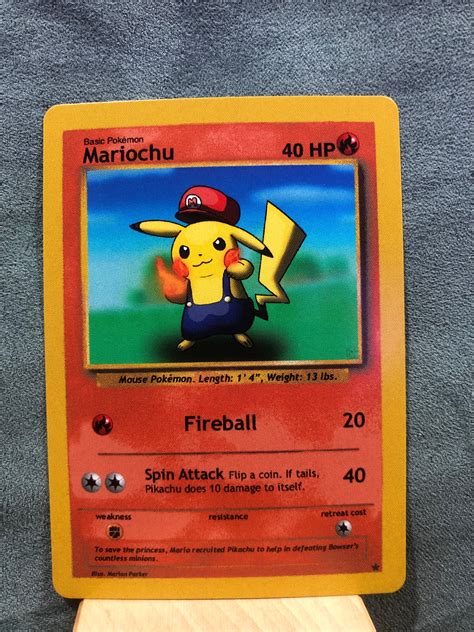 Custom Pokemon Card Mariochu Mario Pikachu | Etsy