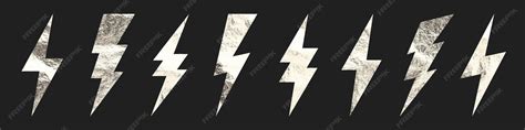Silver lightning bolt icons collection gold foil texture flash symbol ...
